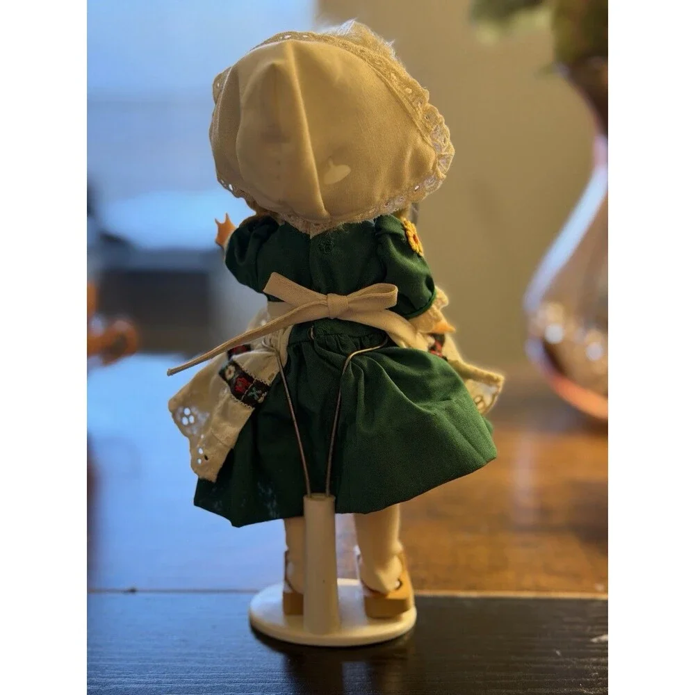Vintage 1982 Ideal 8” Shirley Temple Dressed as Heidi Doll Wooden Shoes W/Stand
